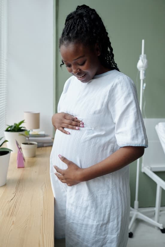 Expectant mother at an antenatal visit