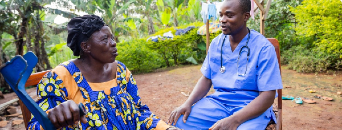 Community health worker engaging a patient